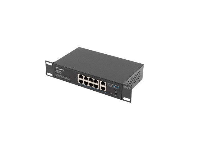 Суич Lanberg 8x 100mb poe+/2x 1GB неуправляем шкаф 10"/19" гигабитов Ethernet 120w