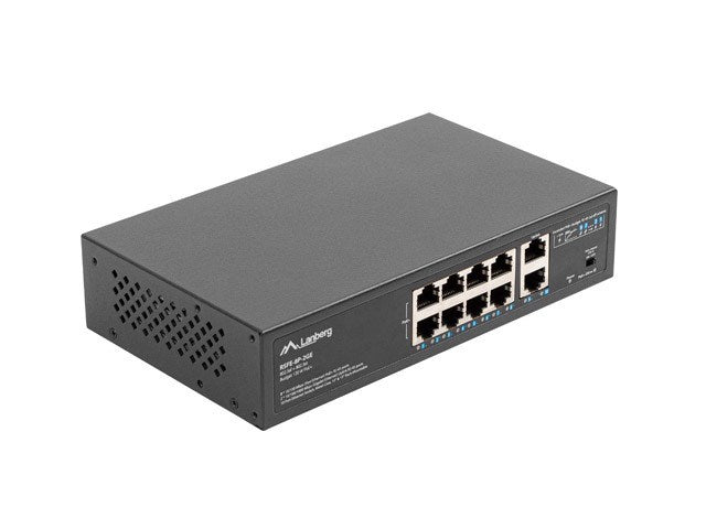 Суич Lanberg 8x 100mb poe+/2x 1GB неуправляем шкаф 10"/19" гигабитов Ethernet 120w