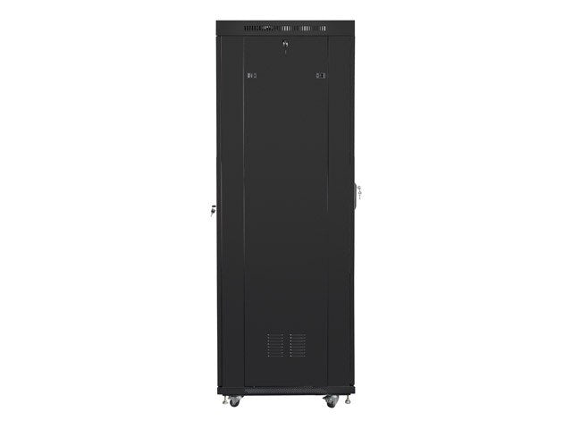 Lanberg стелажен шкаф 19" свободностоящ 42U/800x800 (плосък пакет) със стъклена врата LCD черен v2