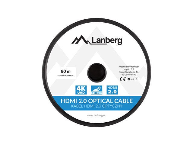 Lanberg HDMI M/M v2.0 кабел 80m оптичен черен aoc