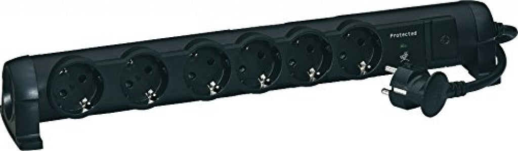 Разклонител Legrand 694612 6x2P+E с кабел 1.5м с гръмозащита черен