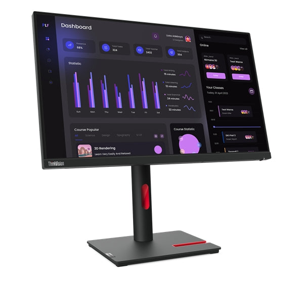 Lenovo ThinkVision T24i-30 23.8", IPS, AG, 4 ms, 250 cd/m2, 1000:1, 1920x1080, 60Hz, Tilt, Swivel, Pivot, Height Adjust Stand, HDMI, DP, VGA, 5 x USB