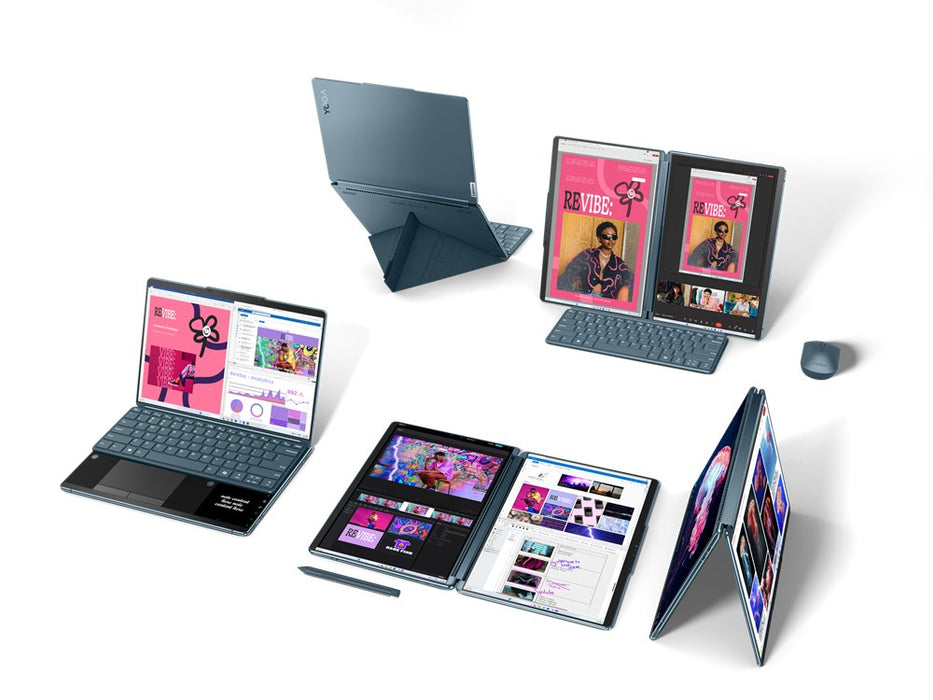 Lenovo Yoga Book 9 13IMU9 Intel Core Ultra 7 155U Hybrid (2-in-1) 33,8 см (13,3") Сензорен екран 2.8K 32 GB LPDDR5x-SDRAM 512 GB SSD Wi-Fi 6E (802.11ax) Windows 11 Home Teal