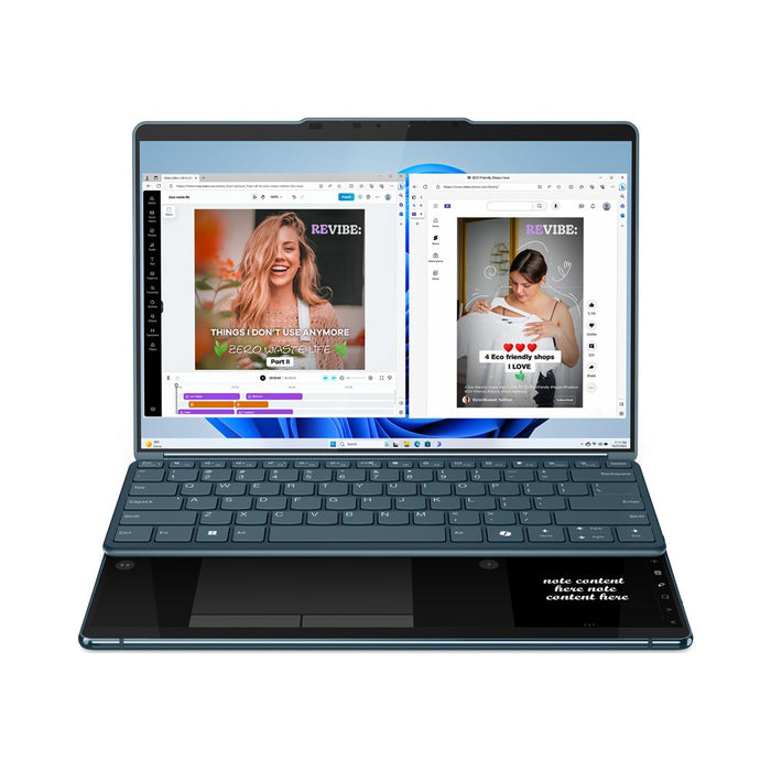 Lenovo Yoga Book 9 13IMU9 Intel Core Ultra 7 155U Hybrid (2-in-1) 33,8 см (13,3") Сензорен екран 2.8K 32 GB LPDDR5x-SDRAM 512 GB SSD Wi-Fi 6E (802.11ax) Windows 11 Home Teal