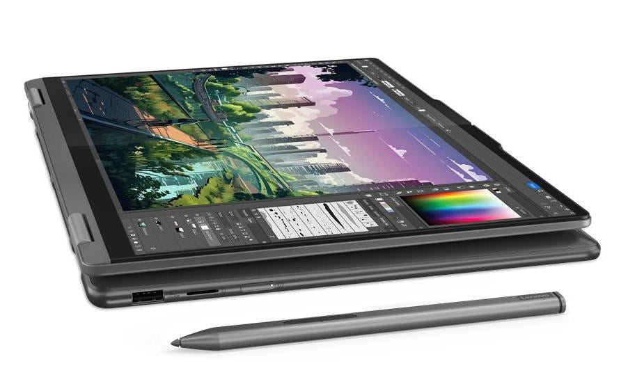Lenovo Yoga 7 2-в-1 AMD Ryzen™ 7 8840HS Hybrid (2-в-1) 35,6 cm (14") Сензорен екран WUXGA 16 GB LPDDR5x-SDRAM 512 GB SSD Wi-Fi 6E (802.11ax) Windows 11 Home Grey