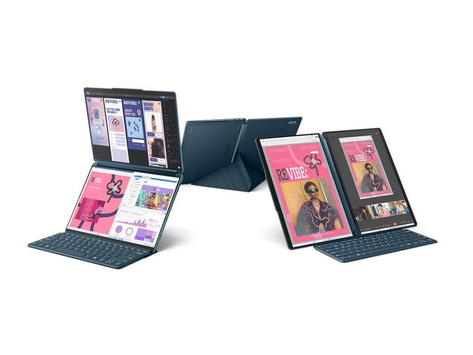 Lenovo Yoga Book 9 13IMU9 Intel Core Ultra 7 155U Hybrid (2-в-1) 33,8 cm (13,3") Сензорен екран 2.8K 32 GB LPDDR5x-SDRAM 512 GB SSD Wi-Fi 6E (802.11ax) Windows 11 Home Teal + Lenovo B210 (GX40Q17225)
