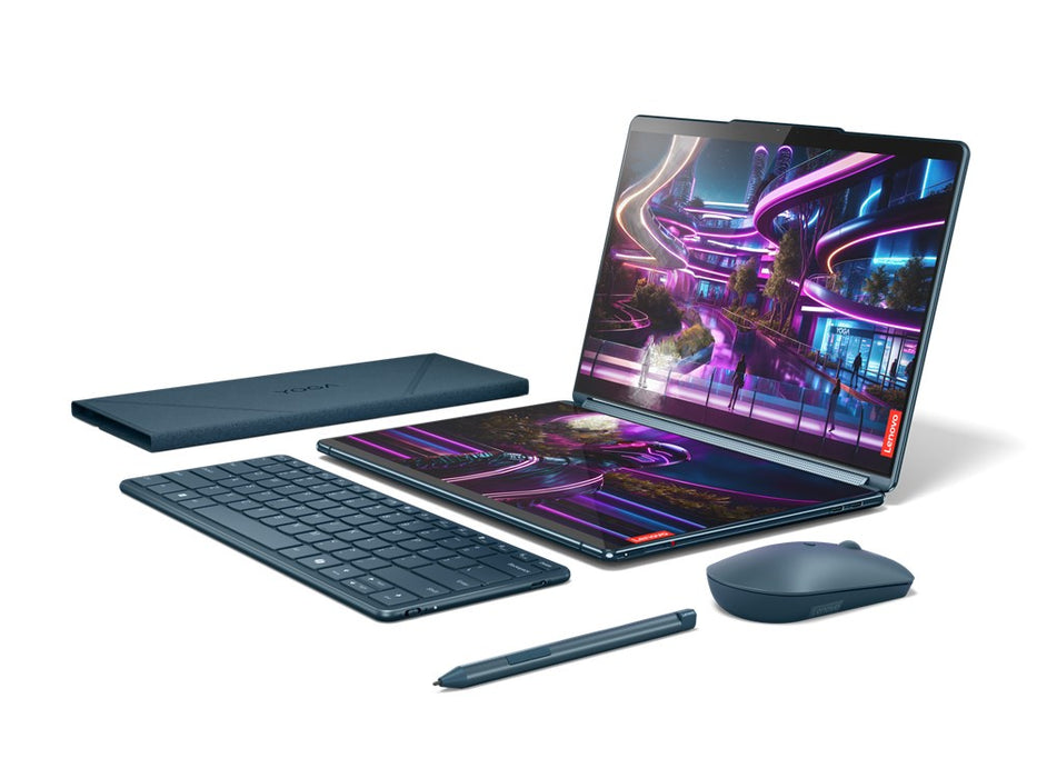 Lenovo Yoga Book 9 13IMU9 Intel Core Ultra 7 155U Hybrid (2-в-1) 33,8 cm (13,3") Сензорен екран 2.8K 32 GB LPDDR5x-SDRAM 512 GB SSD Wi-Fi 6E (802.11ax) Windows 11 Home Teal + Lenovo B210 (GX40Q17225)