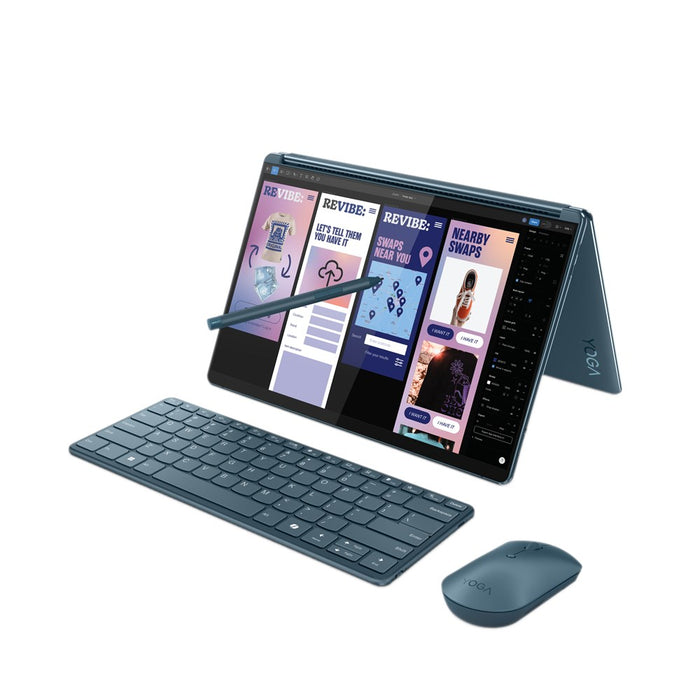 Lenovo Yoga Book 9 13IMU9 Intel Core Ultra 7 155U Hybrid (2-в-1) 33,8 cm (13,3") Сензорен екран 2.8K 32 GB LPDDR5x-SDRAM 512 GB SSD Wi-Fi 6E (802.11ax) Windows 11 Home Teal + Lenovo B210 (GX40Q17225)