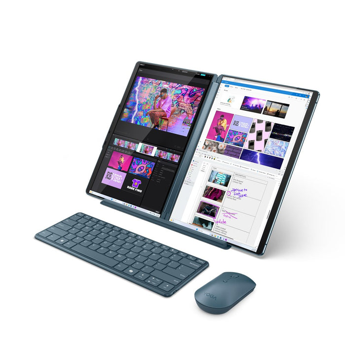 Lenovo Yoga Book 9 13IMU9 Intel Core Ultra 7 155U Hybrid (2-в-1) 33,8 cm (13,3") Сензорен екран 2.8K 32 GB LPDDR5x-SDRAM 512 GB SSD Wi-Fi 6E (802.11ax) Windows 11 Home Teal + Lenovo B210 (GX40Q17225)