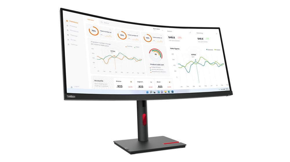 Lenovo ThinkVision T34w-30 LED дисплей 86,4 cm (34") 3440 x 1440 пиксела Wide Quad HD черен