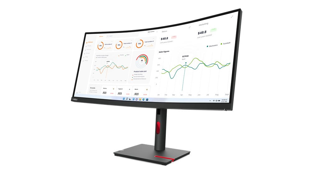 Lenovo ThinkVision T34w-30 LED дисплей 86,4 cm (34") 3440 x 1440 пиксела Wide Quad HD черен