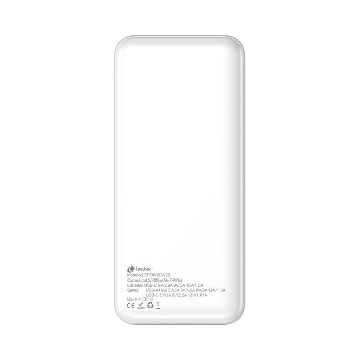 Преносима батерия Powerbank LEOTEC LEPOW20W22W Бял 20000 mAh