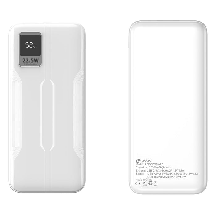 Преносима батерия Powerbank LEOTEC LEPOW20W22W Бял 20000 mAh