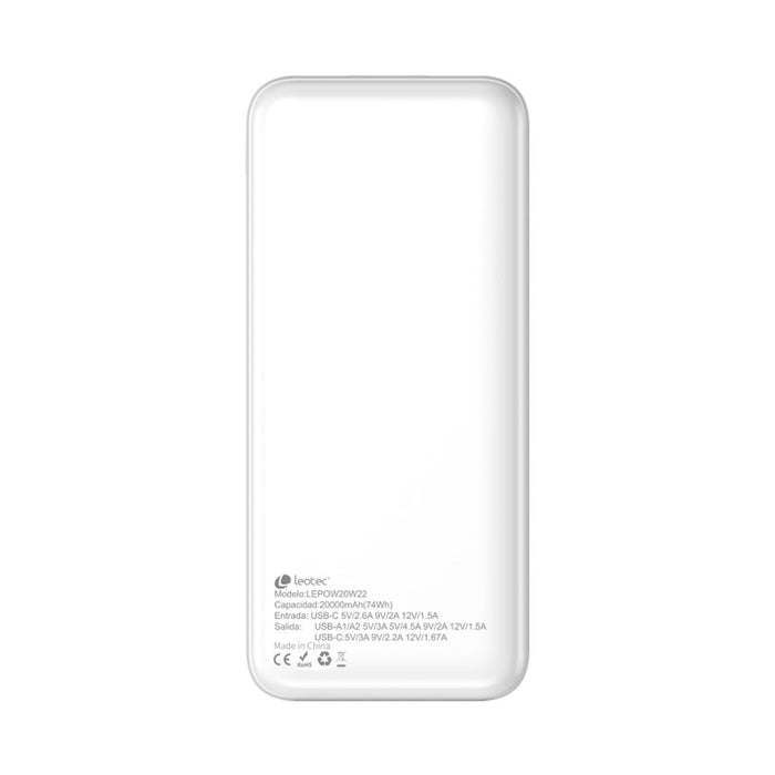 Преносима батерия Powerbank LEOTEC LEPOW20W22W Бял 20000 mAh