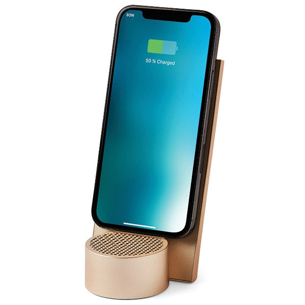 Индукционно зарядно Lexon City Energy Pro 10W със Bluetooth спийкър, светлозлатен