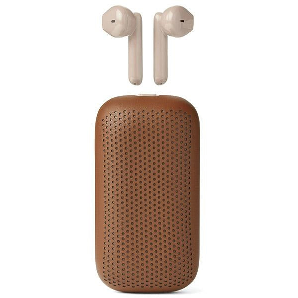Безжични слушалки Lexon Speakerbuds със Bluetooth högtalare, кафяви