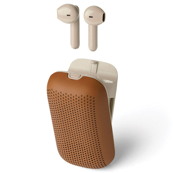Безжични слушалки Lexon Speakerbuds със Bluetooth högtalare, кафяви