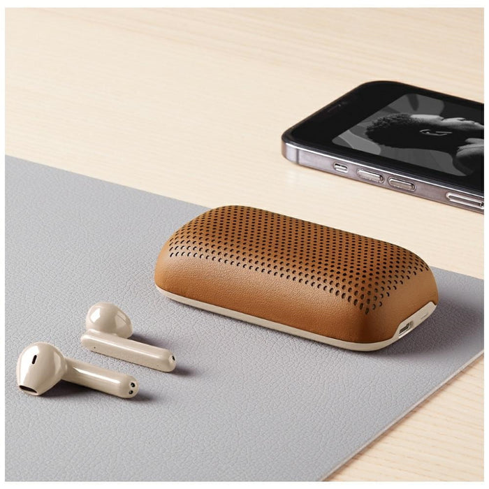 Безжични слушалки Lexon Speakerbuds със Bluetooth högtalare, кафяви