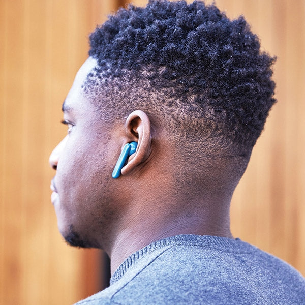 Безжични слушалки Lexon Speakerbuds с Bluetooth говорител, синьо