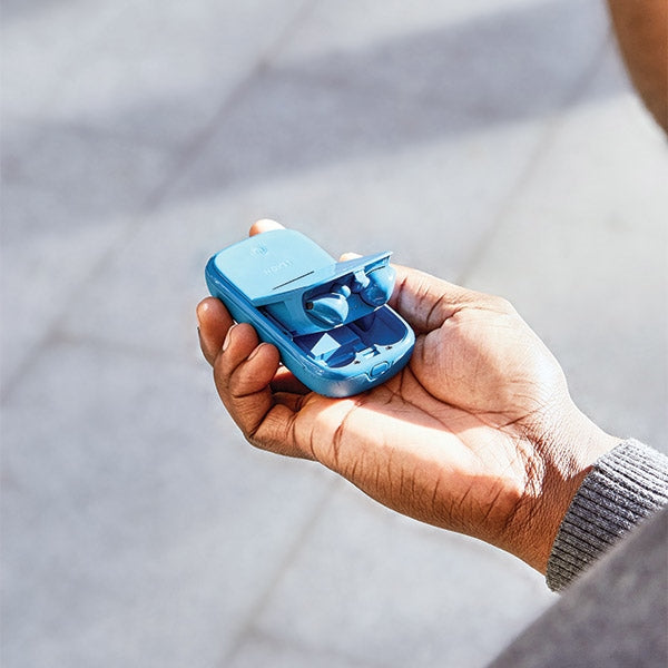 Безжични слушалки Lexon Speakerbuds с Bluetooth говорител, синьо