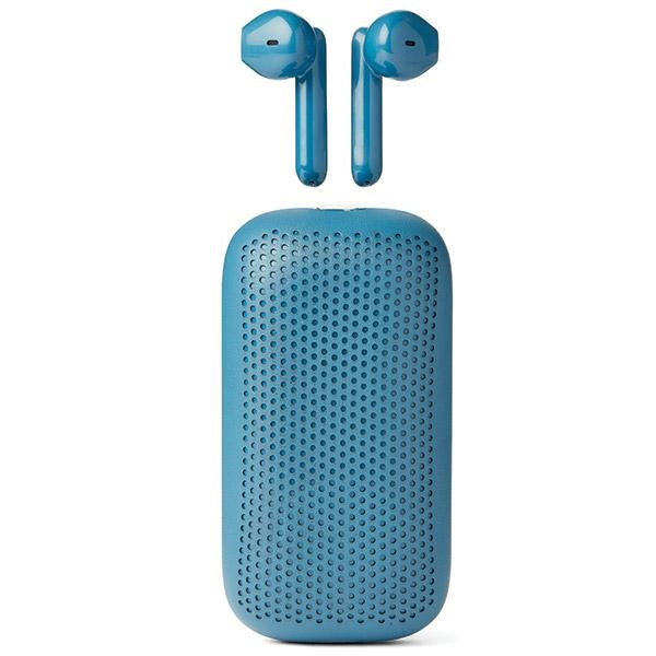 Безжични слушалки Lexon Speakerbuds с Bluetooth говорител, синьо