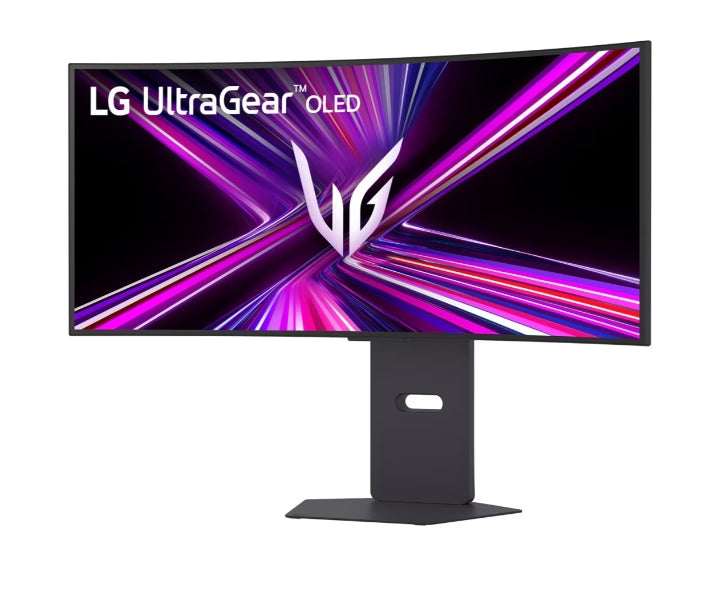 LG 34GX900A-B, 34", OLED UltraGear 21:9 извит, IPS 0,03 ms, WQHD (3440x1440), 240Hz, HDR 10, 1500000:1, 250 cd/m2, DCI-P3 98,5%, VRR, Free-sync, G-Sync, USB-C, PD 65W, HDMI, DP, PBP, високоговорители 7Wx2, превключвател LG, височина, завъртане, наклон, че