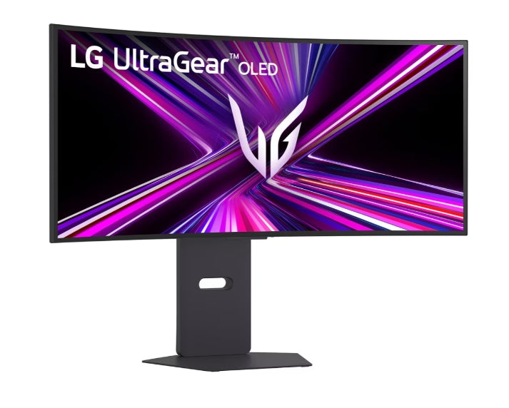 LG 34GX900A-B, 34", OLED UltraGear 21:9 извит, IPS 0,03 ms, WQHD (3440x1440), 240Hz, HDR 10, 1500000:1, 250 cd/m2, DCI-P3 98,5%, VRR, Free-sync, G-Sync, USB-C, PD 65W, HDMI, DP, PBP, високоговорители 7Wx2, превключвател LG, височина, завъртане, наклон, че