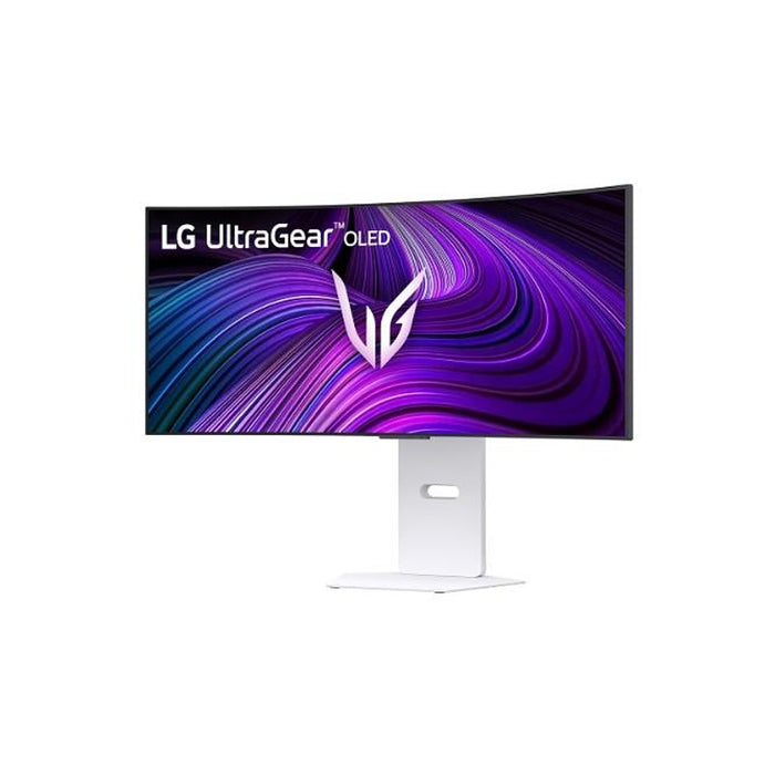 LG 34GX90SA-W, 34", OLED UltraGear 21:9 Curved Smart, IPS 0.03 ms, WQHD (3440x1440), 240Hz, HDR 10, 1500000:1, 250 cd/m2, DCI-P3 98.5%, USB 3.0, VRR, Free-sync, G-Sync, USB-C, PD 65W, HDMI, DP, PBP, високоговорители, превключвател LG, височина, завъртане,