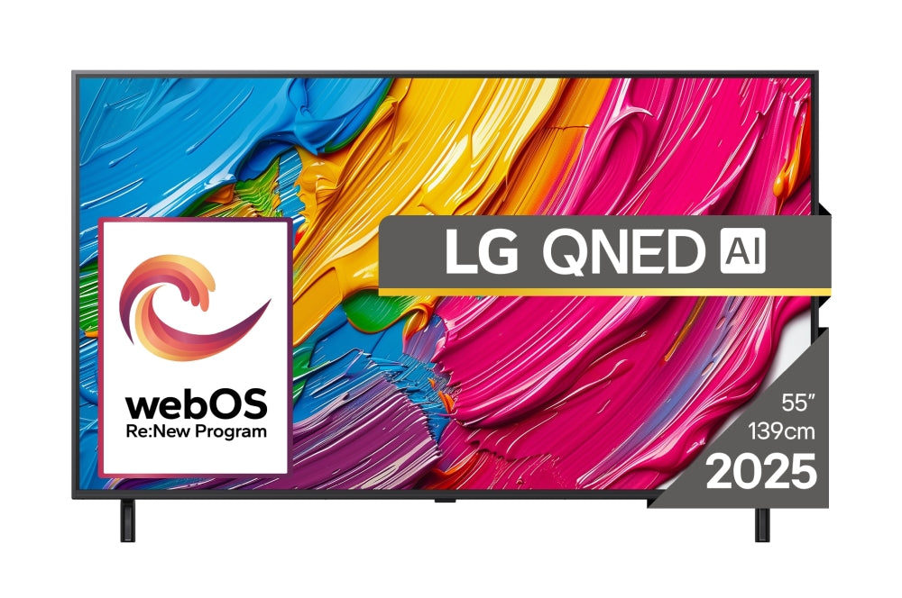 LG 55QNED80A3A, 55" 4K QNED HDR Smart TV, 3840x2160, DVB-T2/C/S2, Alpha 7 AI процесор, HDR10 / HLG, webOS 25 ThinQ, VRR / ALLM / HGiG, 4K Upscaling, WiFi 5, Гласов контрол, Bluetooth 5.1, AirPlay 2, LAN, CI, HDMI, SPDIF, Google Cast, 2-полюсна стойка