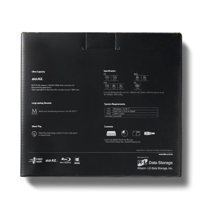 Hitachi-LG BH16NS55 Internal Super Multi Blu-Ray Rewriter, SATA, M-Disk Support, Bulk, Black