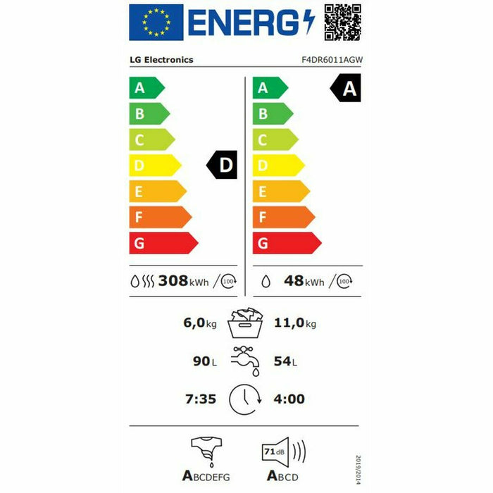 Умен Пералня-Сушилня LG F4DR6011AGW 11 kg/6 kg 1400 rpm