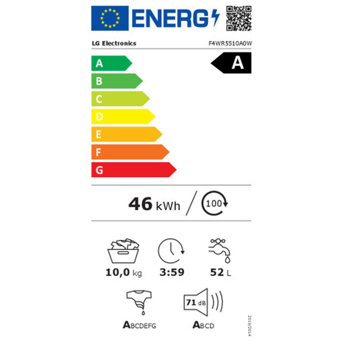 Перална машина LG F4WR6010A1W 60 cm 1400 rpm 10 kg