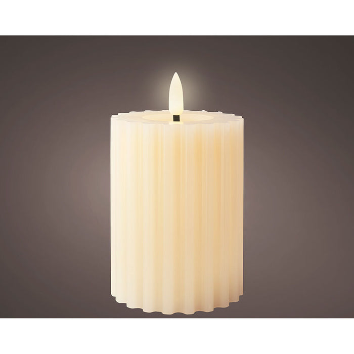 LED Свещ Lumineo Бежов Ø 7,5 x 12,3 cm С облекчение (AAA)