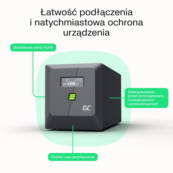 Green Cell непрекъсваемо захранване (UPS) Line-Interactive 0,75 kVA 480 W 4 AC изход(а)