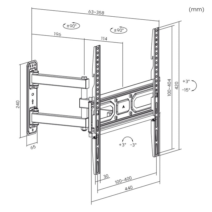 Maclean TV-Halterung, max vesa 400x400, für gebogene TVs, 33-70", 35kg, MC-647N
