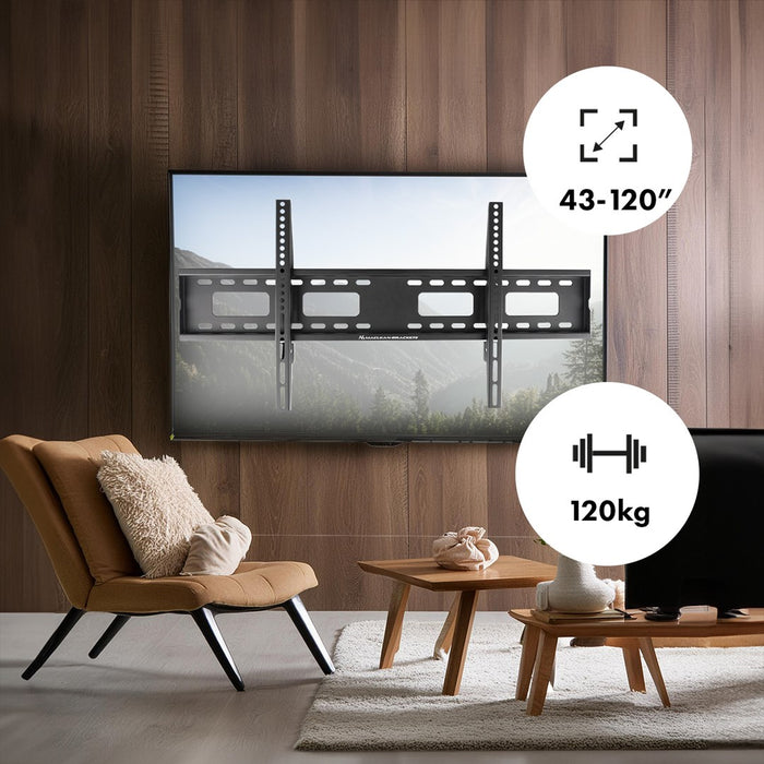 Maclean TV MC-420 Скоба за стенен монтаж 43"-120" VESA 800x400 120 кг Универсален регулируем нивелир Аксесоари Плосък за тежък режим