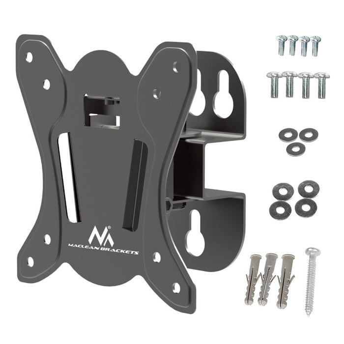 Maclean MC-415 TV Monitor Wall Mount 13"-32" 30kg Накланяне Завъртане макс. VESA 100x100 30 кг черен тънък универсален прахово боядисан