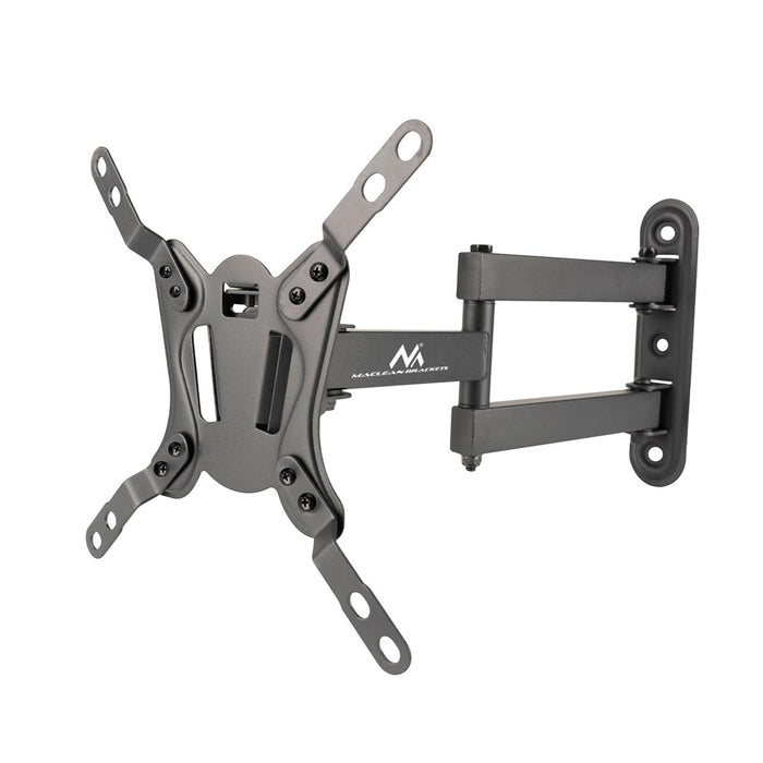 Maclean MC-418 Телевизионен монитор Full Motion Стойка за стена 23"-43" 30 кг макс. VESA 200x200 Черен Накланящ се Въртящ се регулируем държач на разстоянието до стената Скоба Здраво прахово покритие