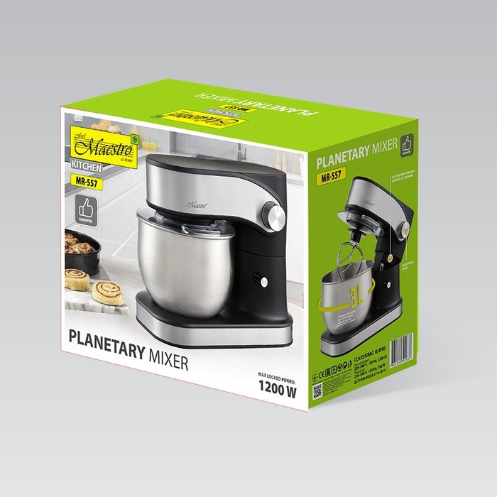 Feel-Maestro MR-557 Планетарен миксер с 3 л купа, 1200 W Черен