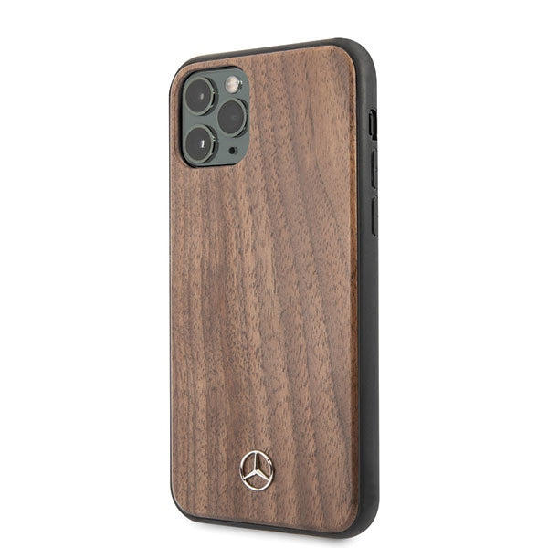 Твърд калъф Mercedes MEHCN58VWOLB Wood Line Walnut за iPhone 11 Pro, кафяв