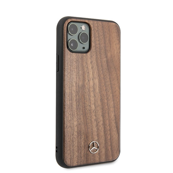 Твърд калъф Mercedes MEHCN58VWOLB Wood Line Walnut за iPhone 11 Pro, кафяв
