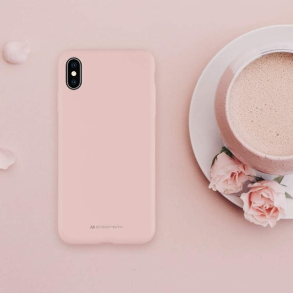 Силиконов калъф Mercury за iPhone 14 6.7", розово-пясъчен