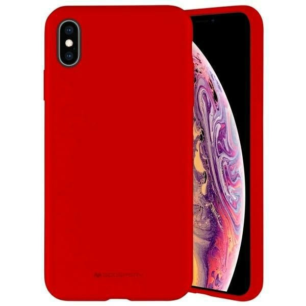 Силиконов калъф Mercury за Samsung A34, черен/червен