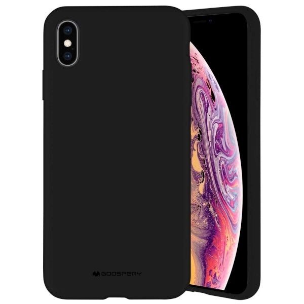 Силиконов калъф Mercury за iPhone 15, черен