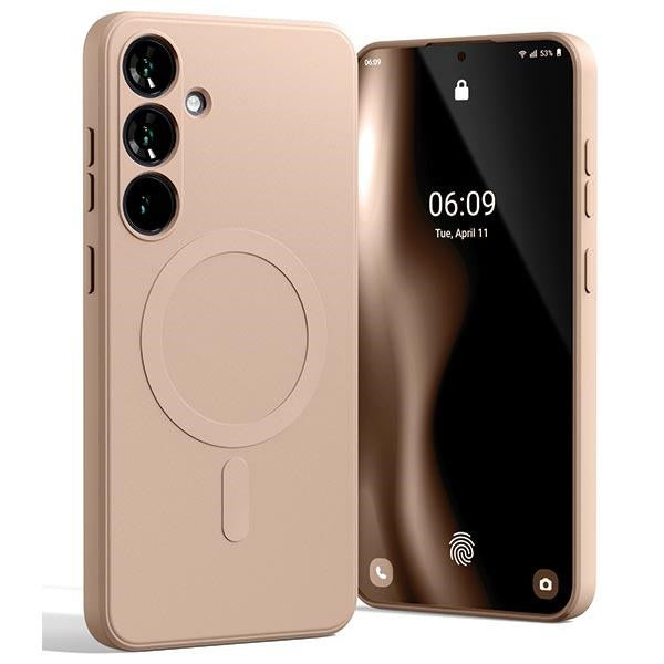 Силиконов калъф Mercury MagSafe Semi-Silicone за Samsung Galaxy S24+, розово-пясъчен