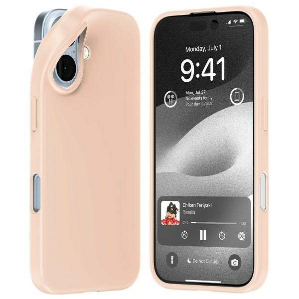 Силиконов калъф Mercury за iPhone 16 6.1", розово-пясъчен