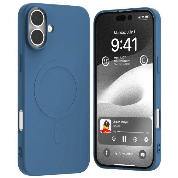Силиконов калъф Mercury MagSafe за iPhone 16Plus 6,7", син