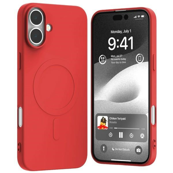 Силиконов калъф Mercury MagSafe за iPhone 16Plus 6,7", червен