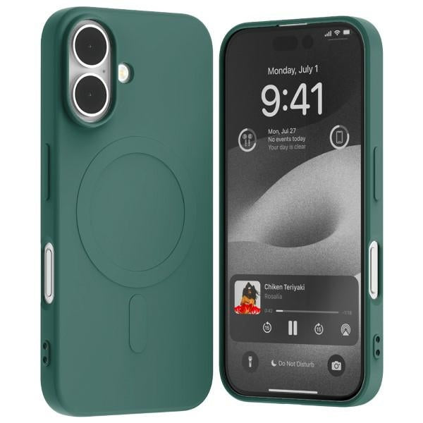 Силиконов калъф Mercury MagSafe за iPhone 16 6,1", зелен