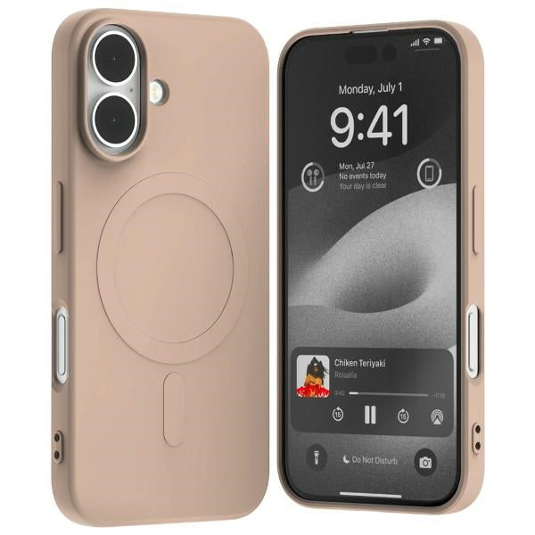 Силиконов калъф Mercury MagSafe за iPhone 16 6,1", розово-пясъчен